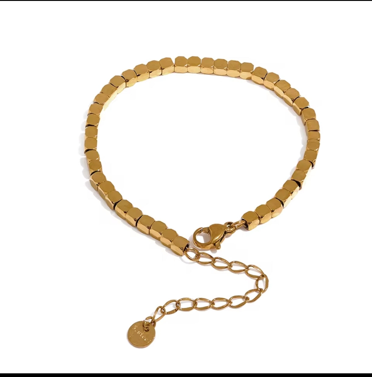 Quadratische Perlen  Edelstahl  Armband