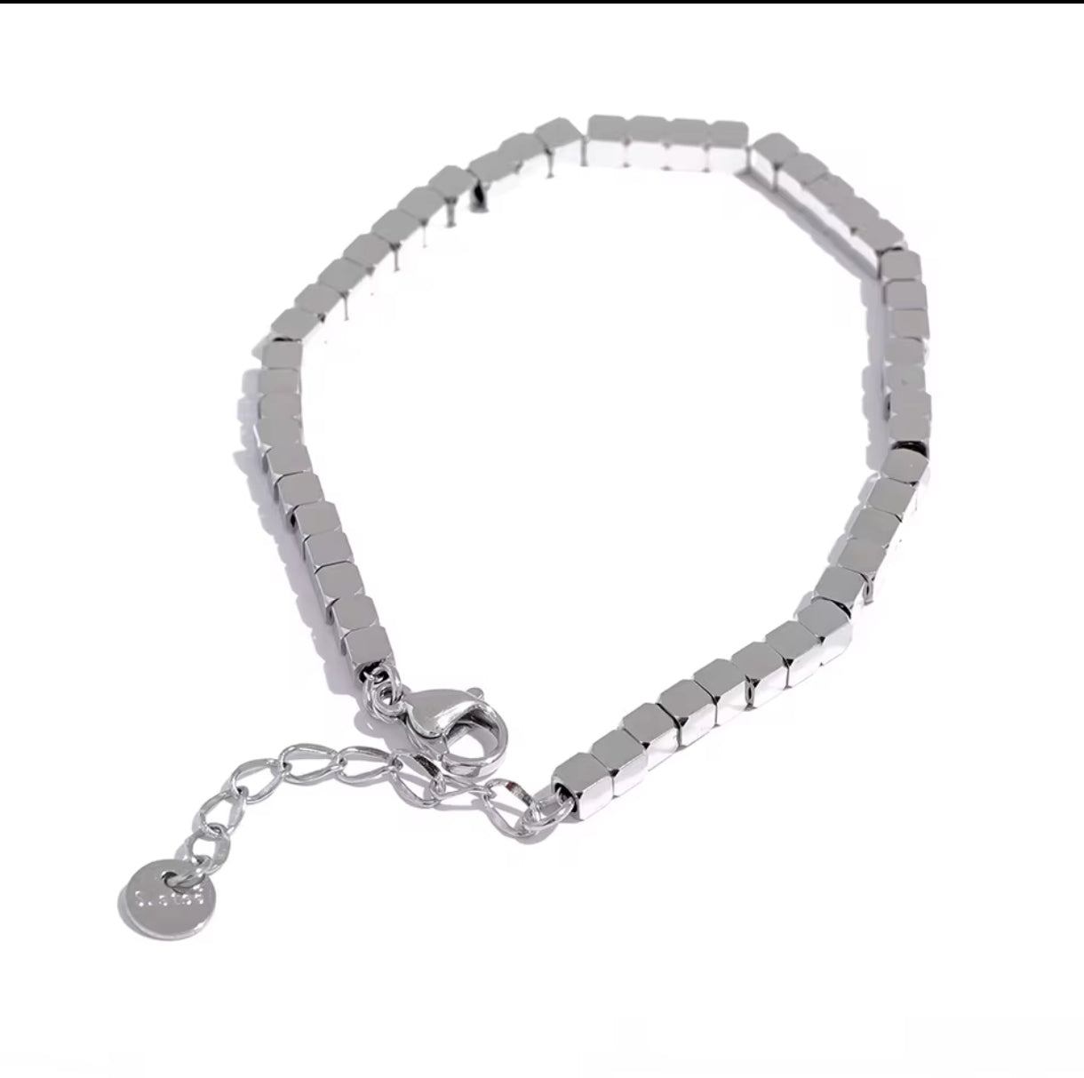 Quadratische Perlen  Edelstahl  Armband