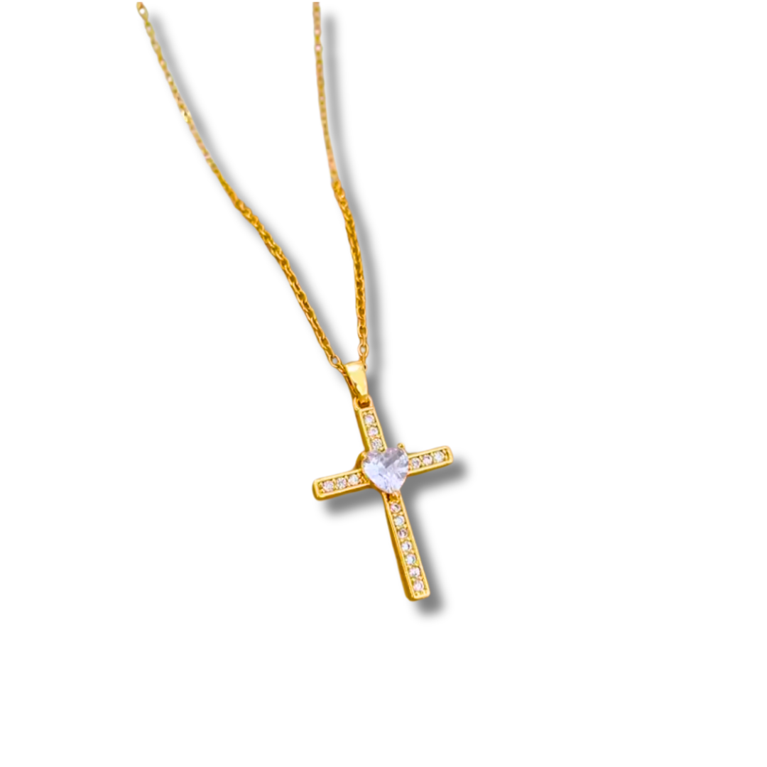 316L Edelstahl Kreuz Herz Anhänger