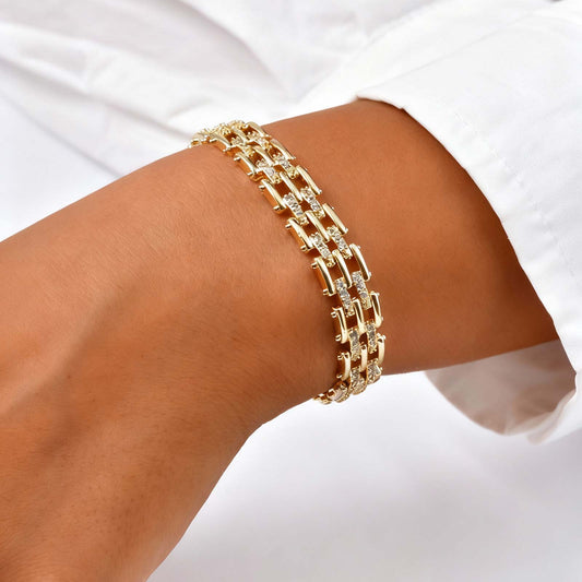 Edelstahl-Armband mit Zirkonia Schmal