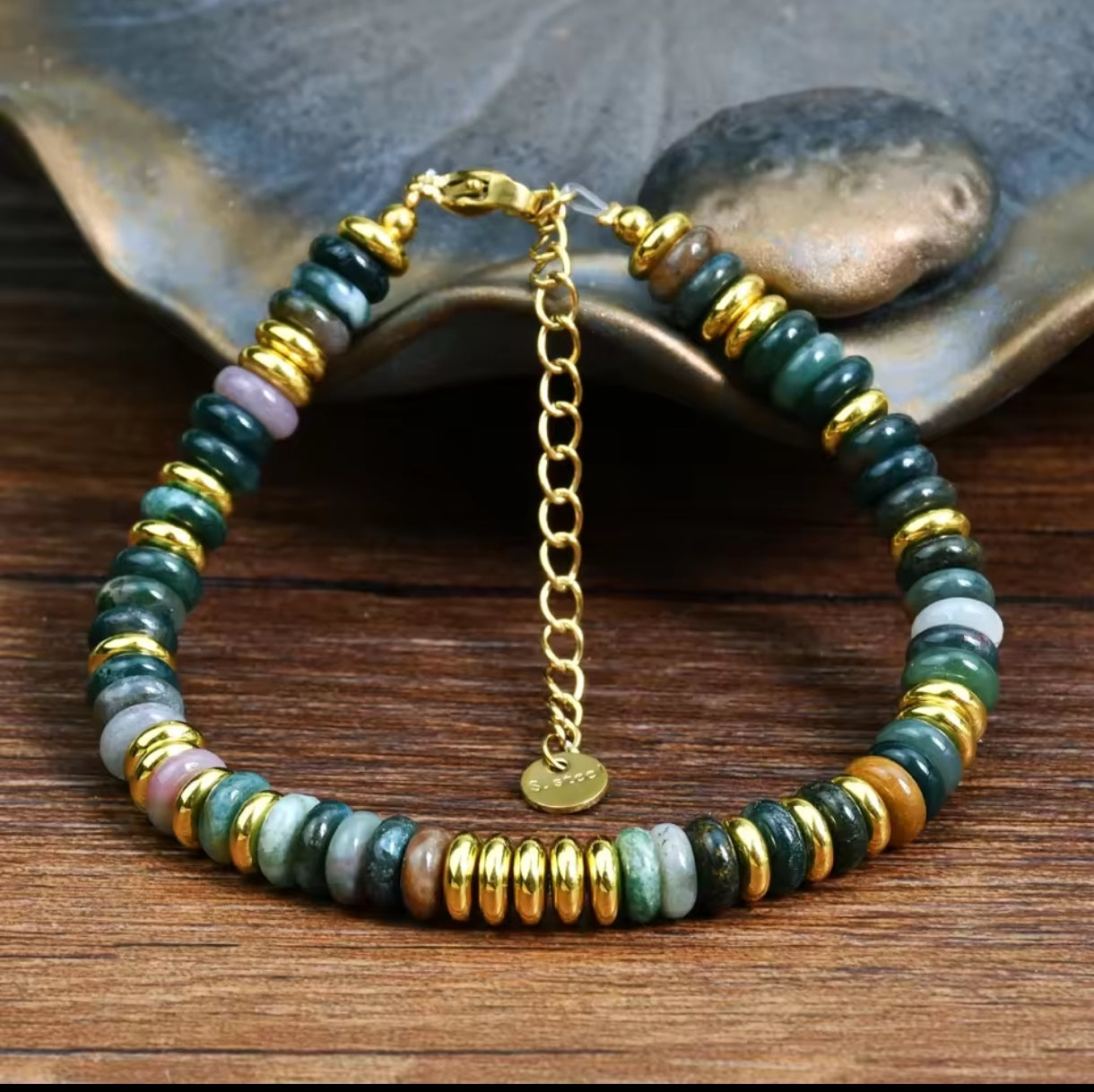 Naturstein Edelstahl Armband
