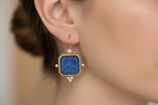 Vintage  Blaue Ohrringe