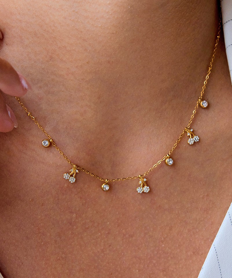 18 Karat Edelstahl Weiß Strass Kirsche