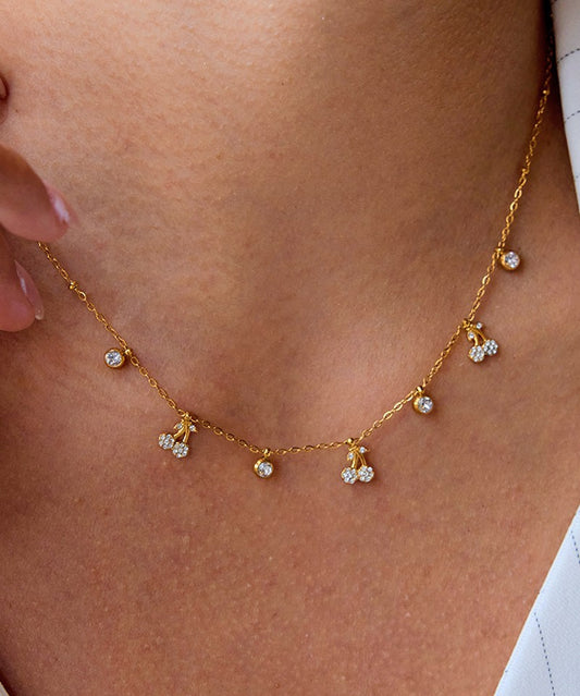 18 Karat Edelstahl Weiß Strass Kirsche