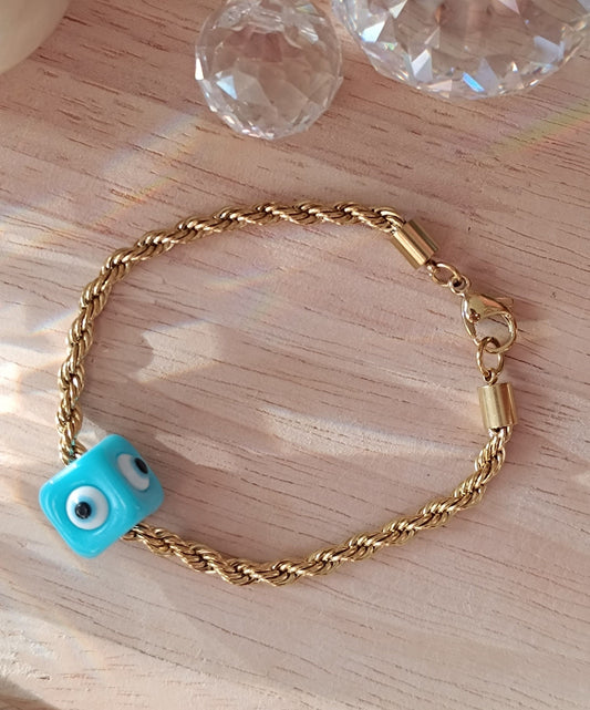 Armband mit blauem Auge aus Edelstahl 316