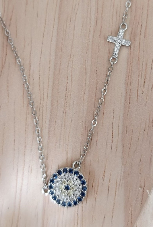 Silber 100 % 925er Silber, Kreuz und Auge
