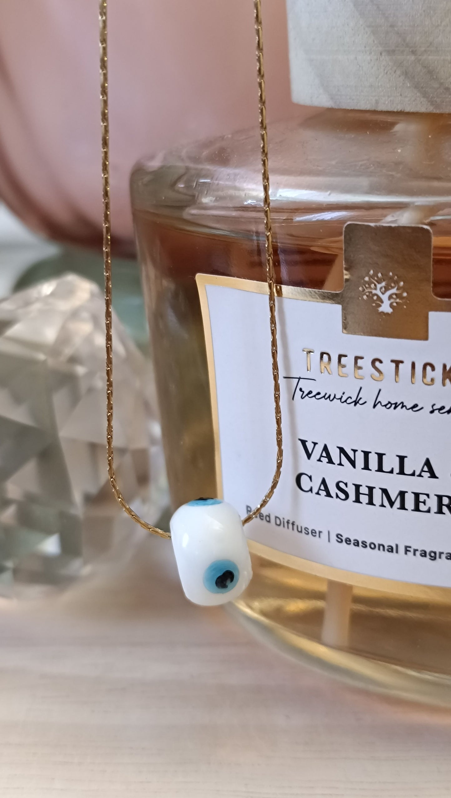 Glasauge mit Edelstahlkette