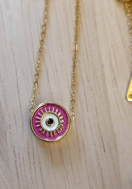 Auge mit Edelstahlkette, verschiedene Farben