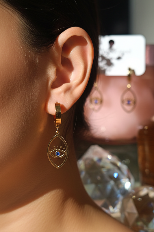 Ohrringe Gold Stahl Auge oval