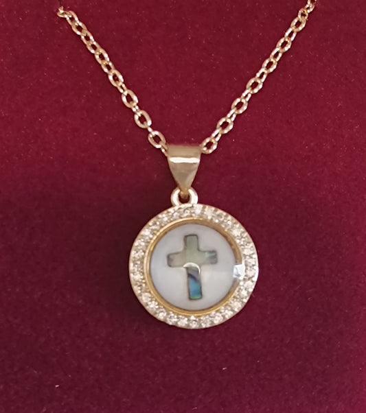 Rundes Kreuz mit Perlmutt und Box