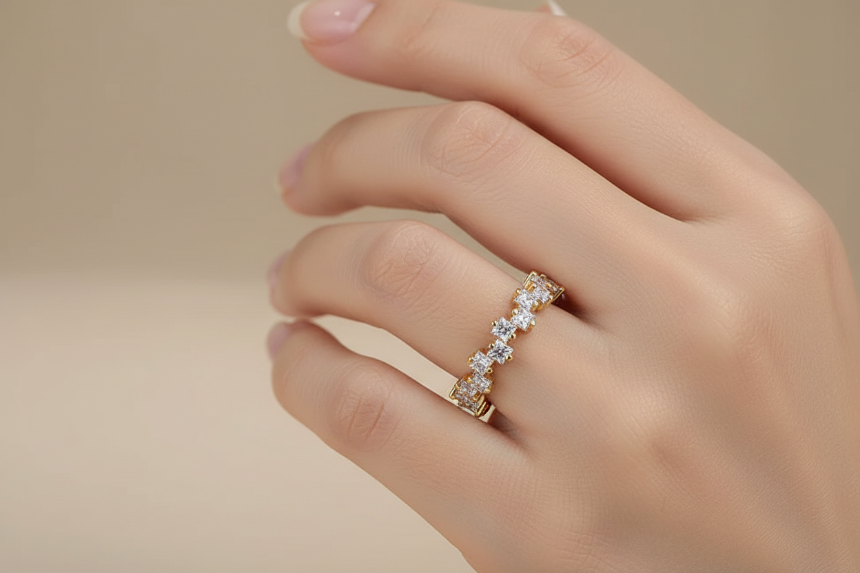 Quadratische Zirkonia Ring