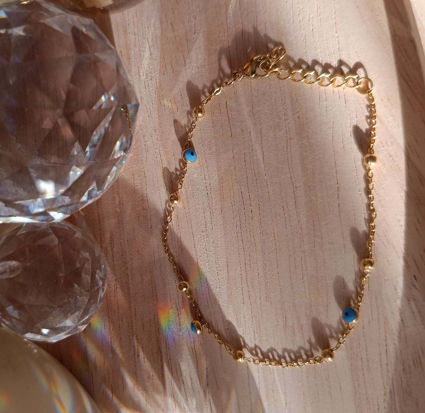 Edelstahlarmband mit blauen Augen 2