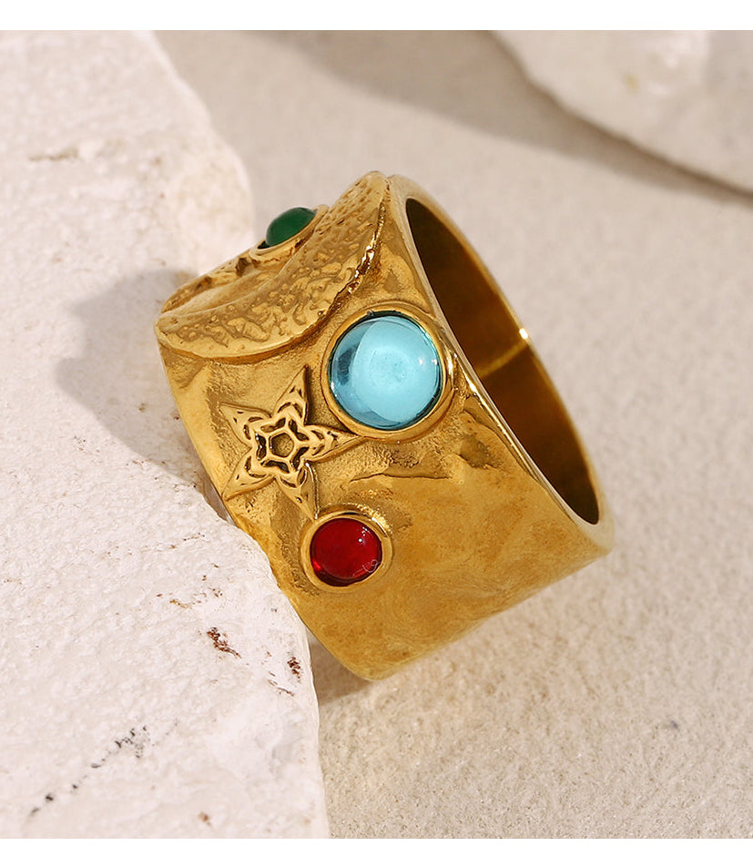 316L Mond und Sterne Breiter Ring