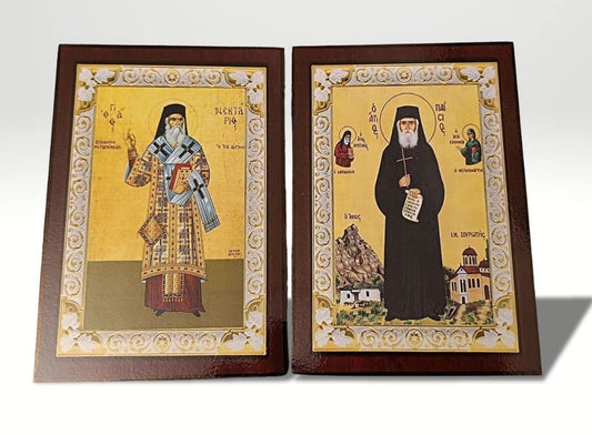 Diptychon-Ikonen von Sankt Paisios und der Sankt Nektarios