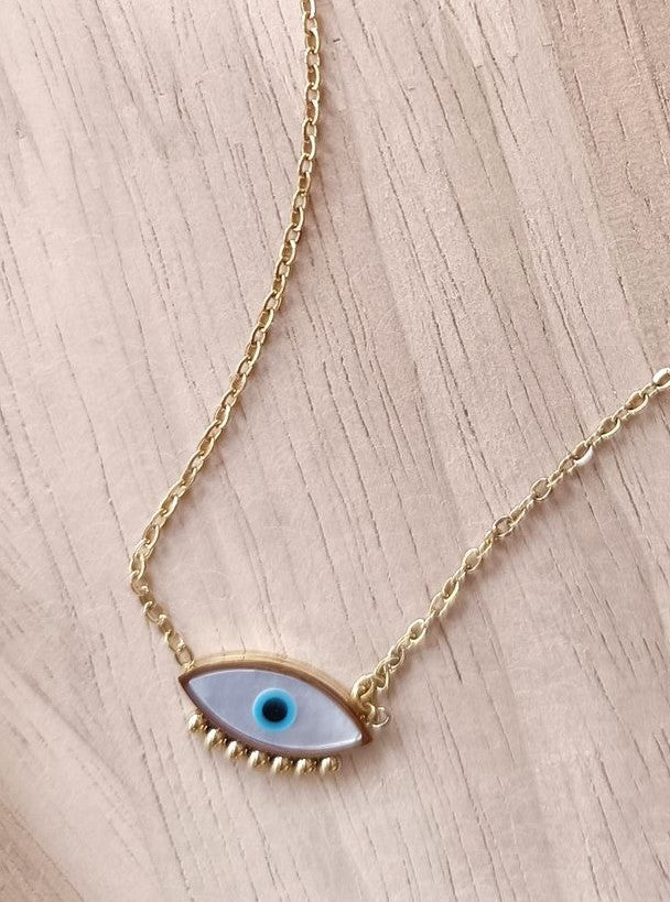 Blaues Auge mit Edelstahlkette 2