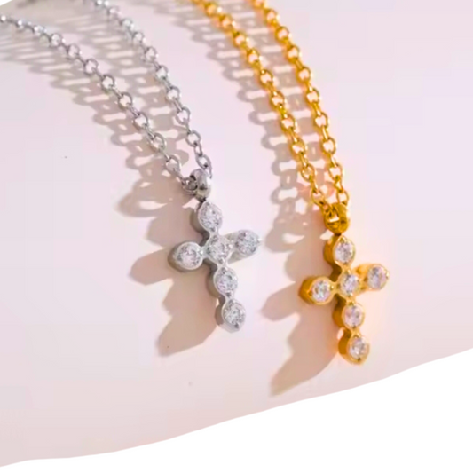 Zirkonia-Kreuz  Anhänger aus 316L Edelstahl