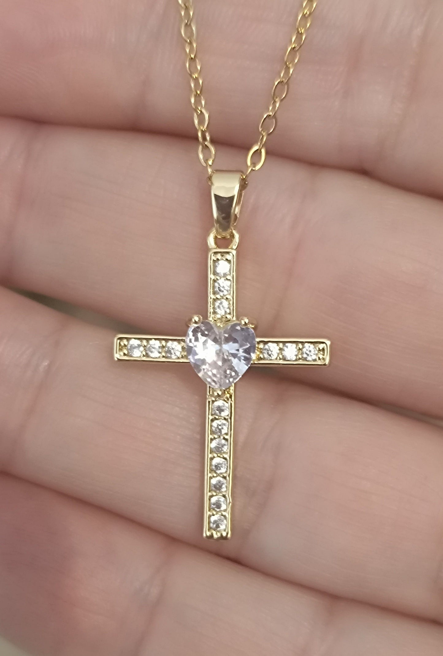 316L Edelstahl Kreuz Herz Anhänger