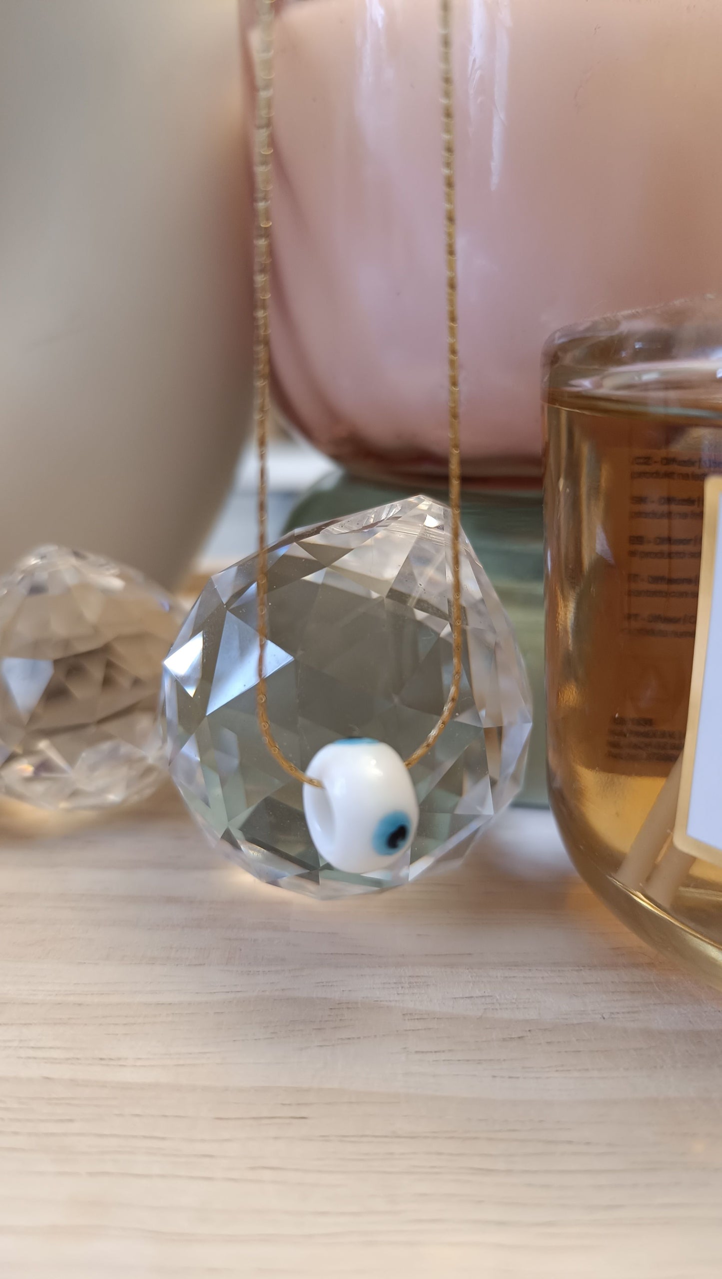 Glasauge mit Edelstahlkette