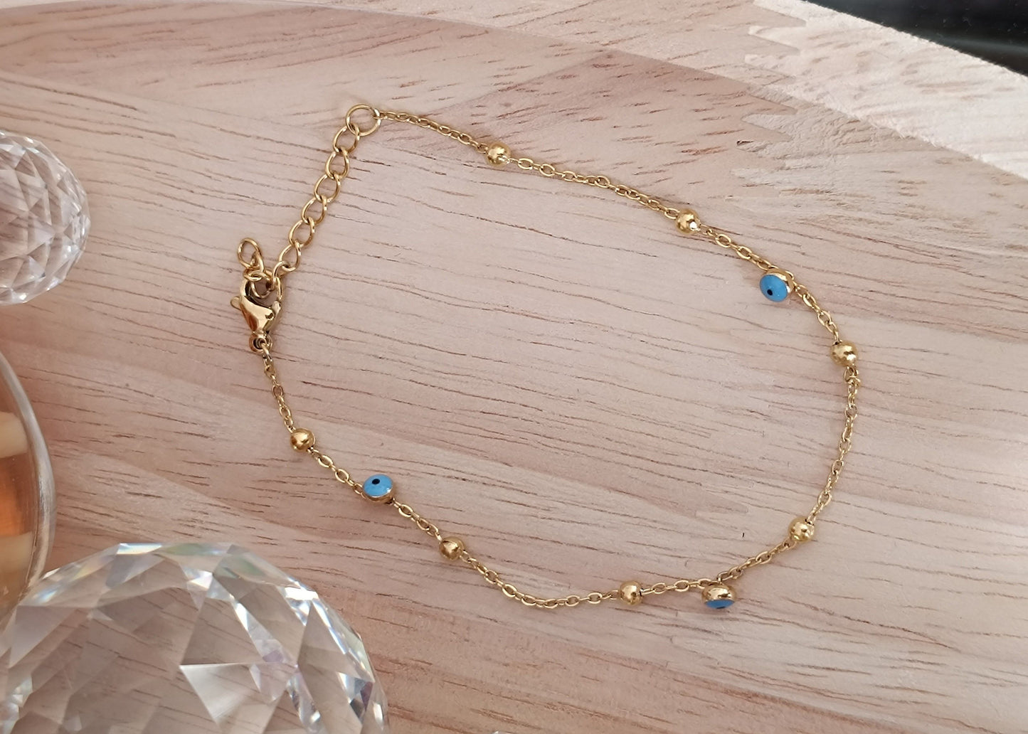 Edelstahlarmband mit blauen Augen 2