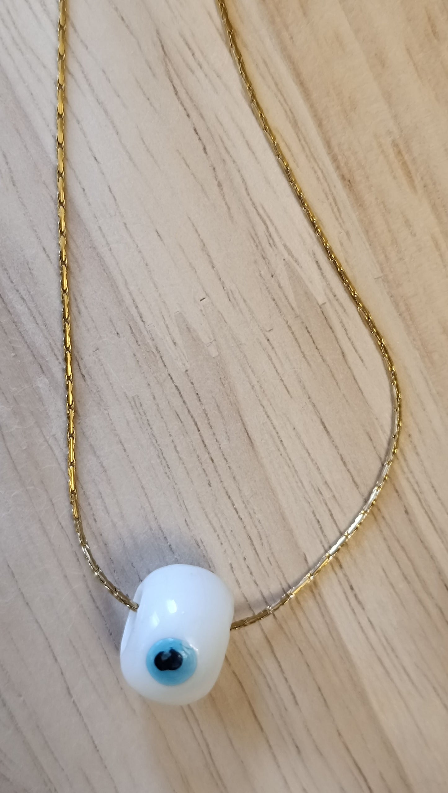 Glasauge mit Edelstahlkette