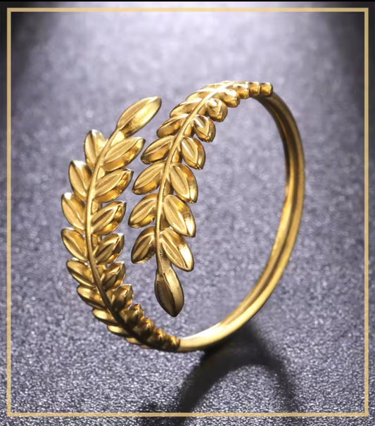 Blatt Ring Edelstahl verstellbar
