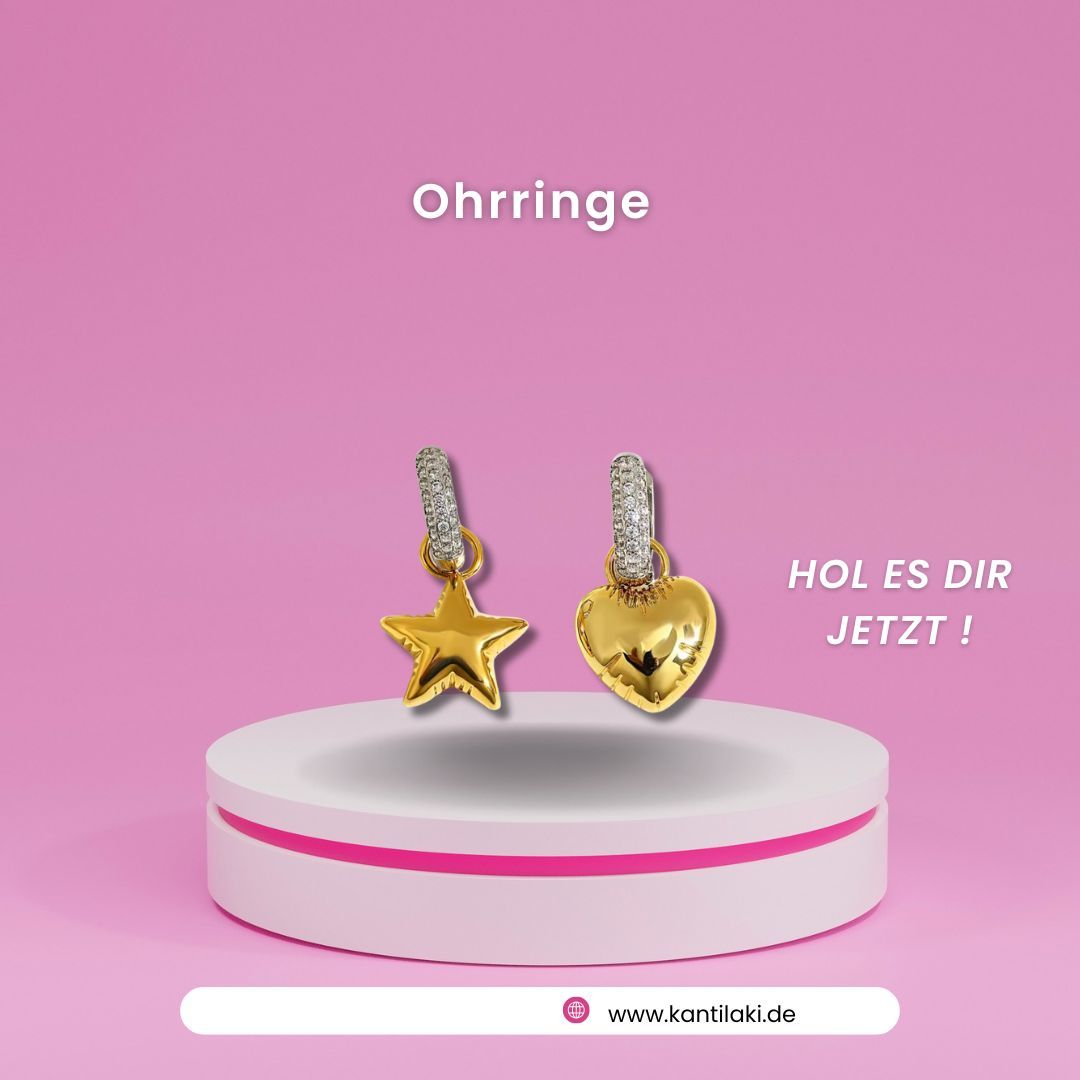 Trendy Edelstahl Creolen mit Herz und Stern